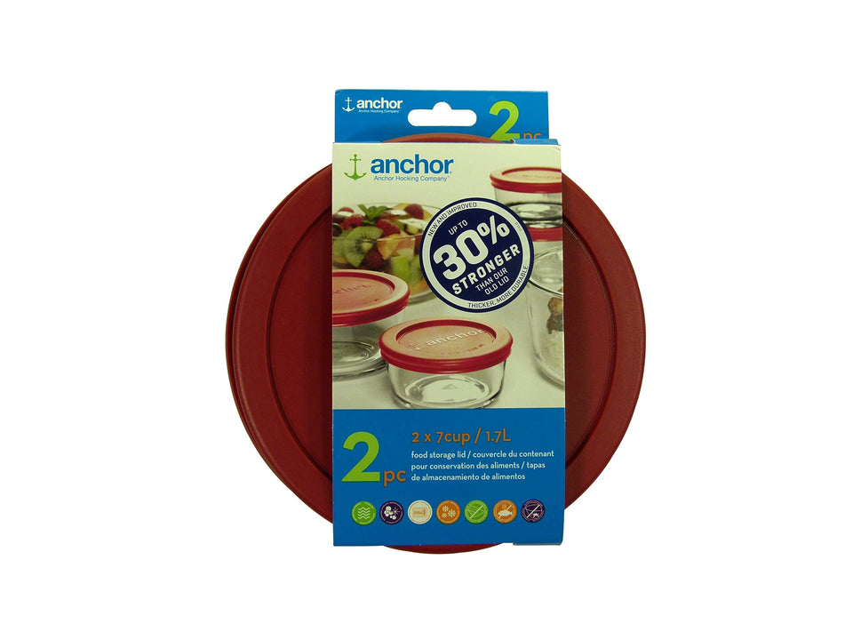 Anchor Hocking 7-cup round lid for storage bowls, durable and reusable.