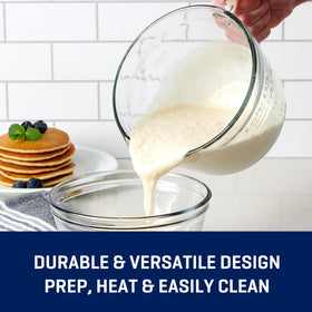 Anchor Hocking dishwasher-safe batter bowl for easy cleanup after baking.