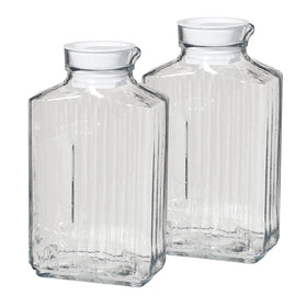 Anchor Hocking Bistro Pitcher 2 Qt pour-ready glass showcases vibrant beverages.