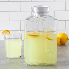 Anchor Hocking Bistro Pitcher built-in handle for easy pouring.