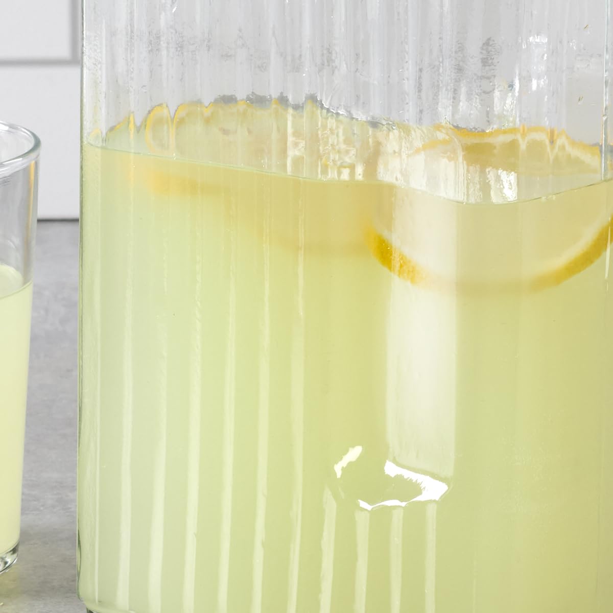 Anchor Hocking Bistro Pitcher lid closeup highlights spill-free serving.