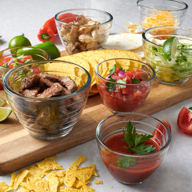 Anchor Hocking bowls arranged on table ready for serving and photo-worthy presentation.