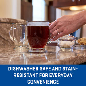 Dishwasher-safe Anchor Hocking mug for easy cleanup after beverages.