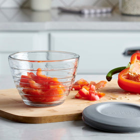 Anchor Hocking bowls showing etched 1-cup measurement ribs for quick sizing.