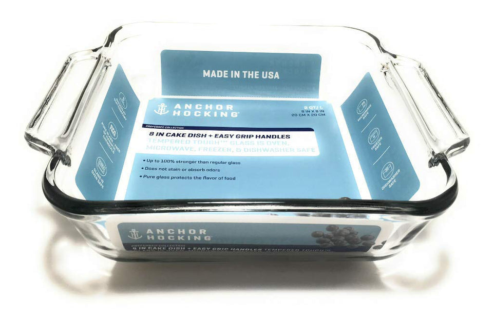 Anchor Hocking glass square baking dish 8 inch ready for oven use