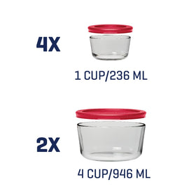 Anchor Hocking 4-cup glass container with navy lid for batch meals and leftovers