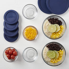 Stacked glass containers demonstrating space saving and organization