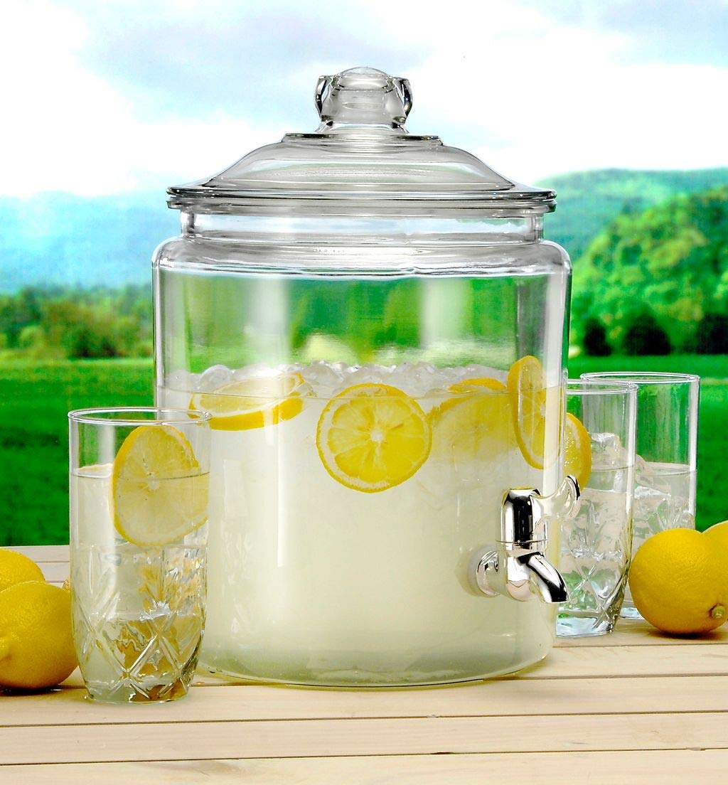 Heritage Hill dispenser with wide mouth for quick filling and cleaning.