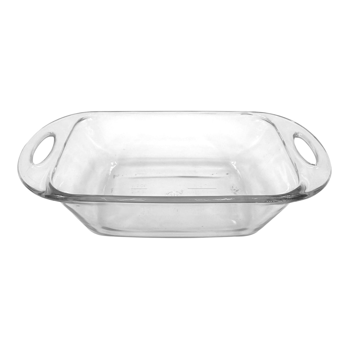 Anchor Hocking loaf dish showing molded handles for easy grip.