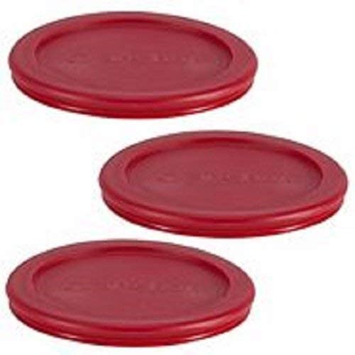 Red lids from Anchor Hocking aid quick container identification in the fridge.