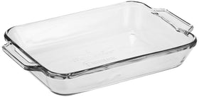 Anchor Hocking Oven Basics glass baking dish, top view, ideal for casseroles and baked meals.