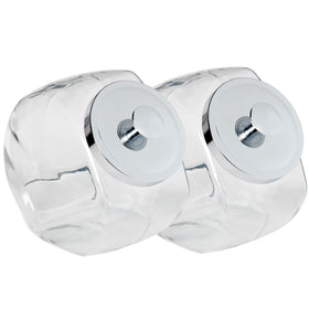 Anchor Hocking Penny Candy Jar set with lids on a counter, neat and accessible.