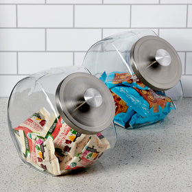 Anchor Hocking Penny Candy Jar clear glass offers quick content visibility.