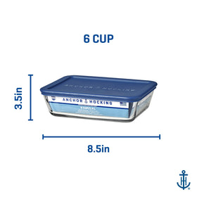 Anchor Hocking SnugFit oven-safe glass container ready for reheating