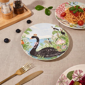 ANCYDPMI black swan design plates add elegant color to sophisticated dining moments.