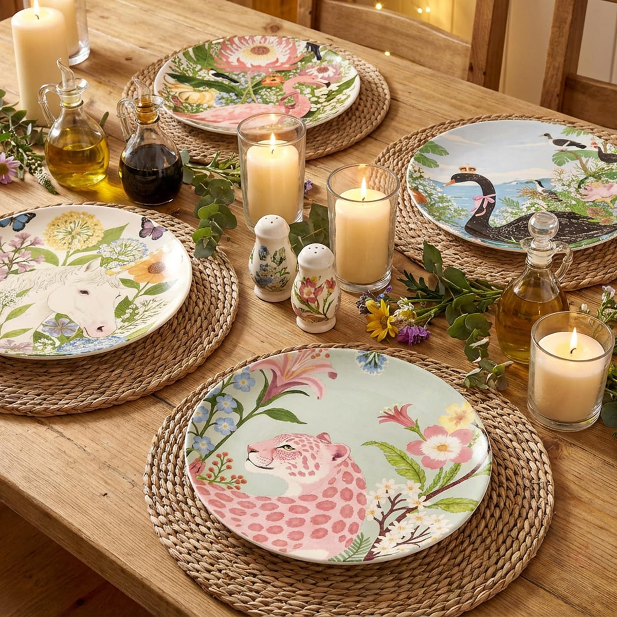 ANCYDPMI leopard design plates brighten casual meals with bold color and modern flair.