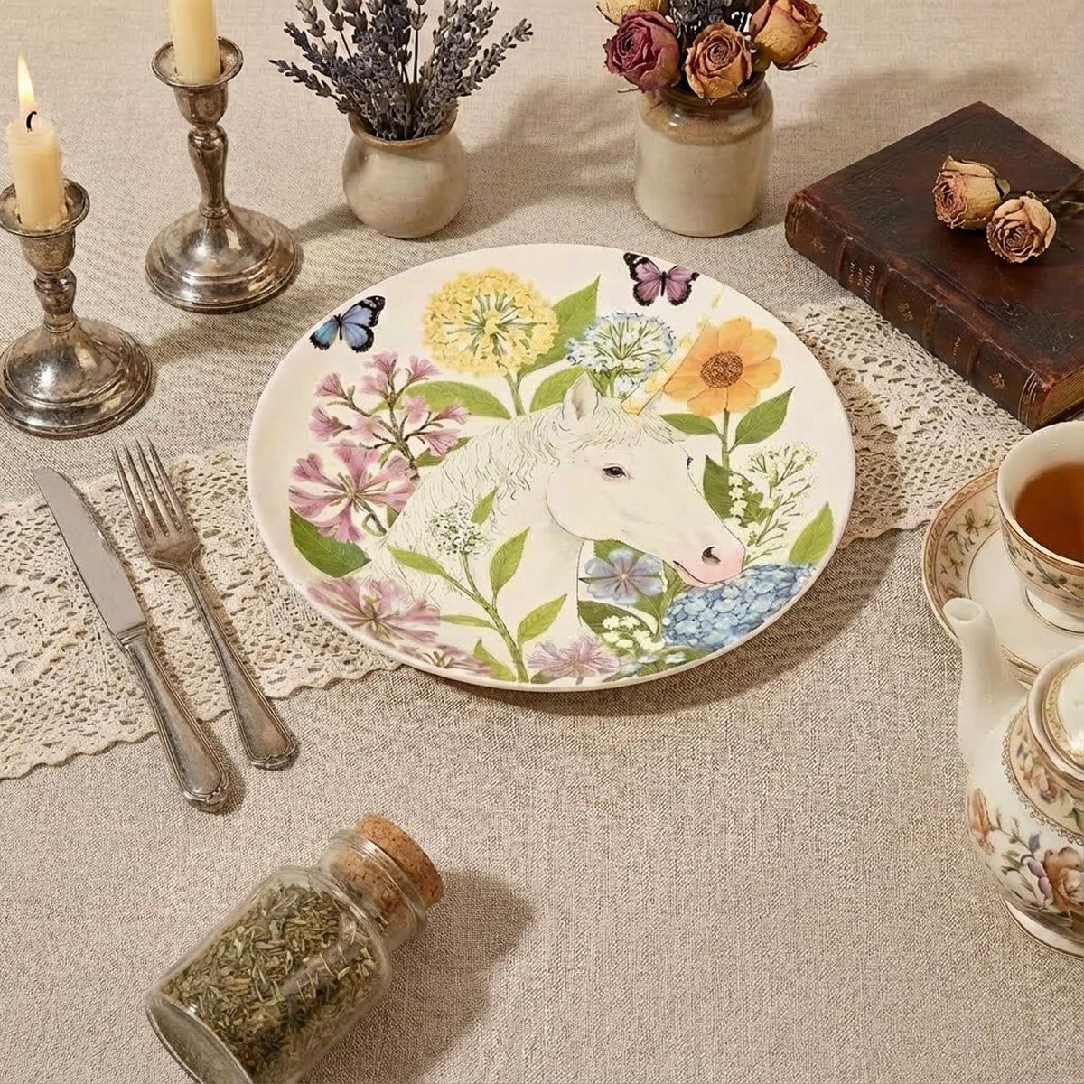 ANCYDPMI tropical plants design plates blend art and dining on your table.