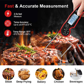 Andaxin meat thermometer backlight display enables clear temps during evening barbecues.