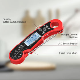 Andaxin meat thermometer digital readout provides ultra-fast temperature checks for precise cooking.
