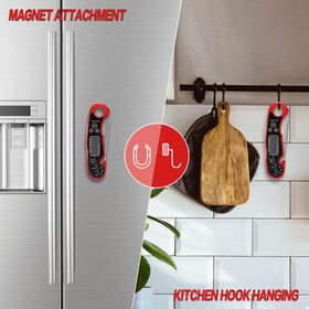 Andaxin meat thermometer magnetic back enables easy wall placement.