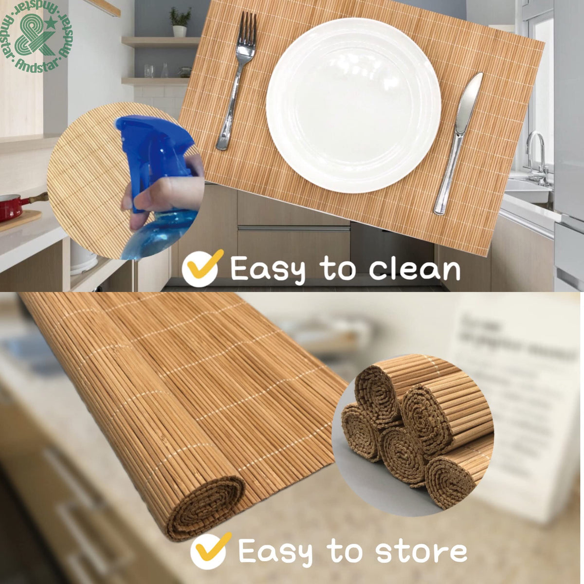 Andstar anti-slip placemats stay in place for steadier meals.