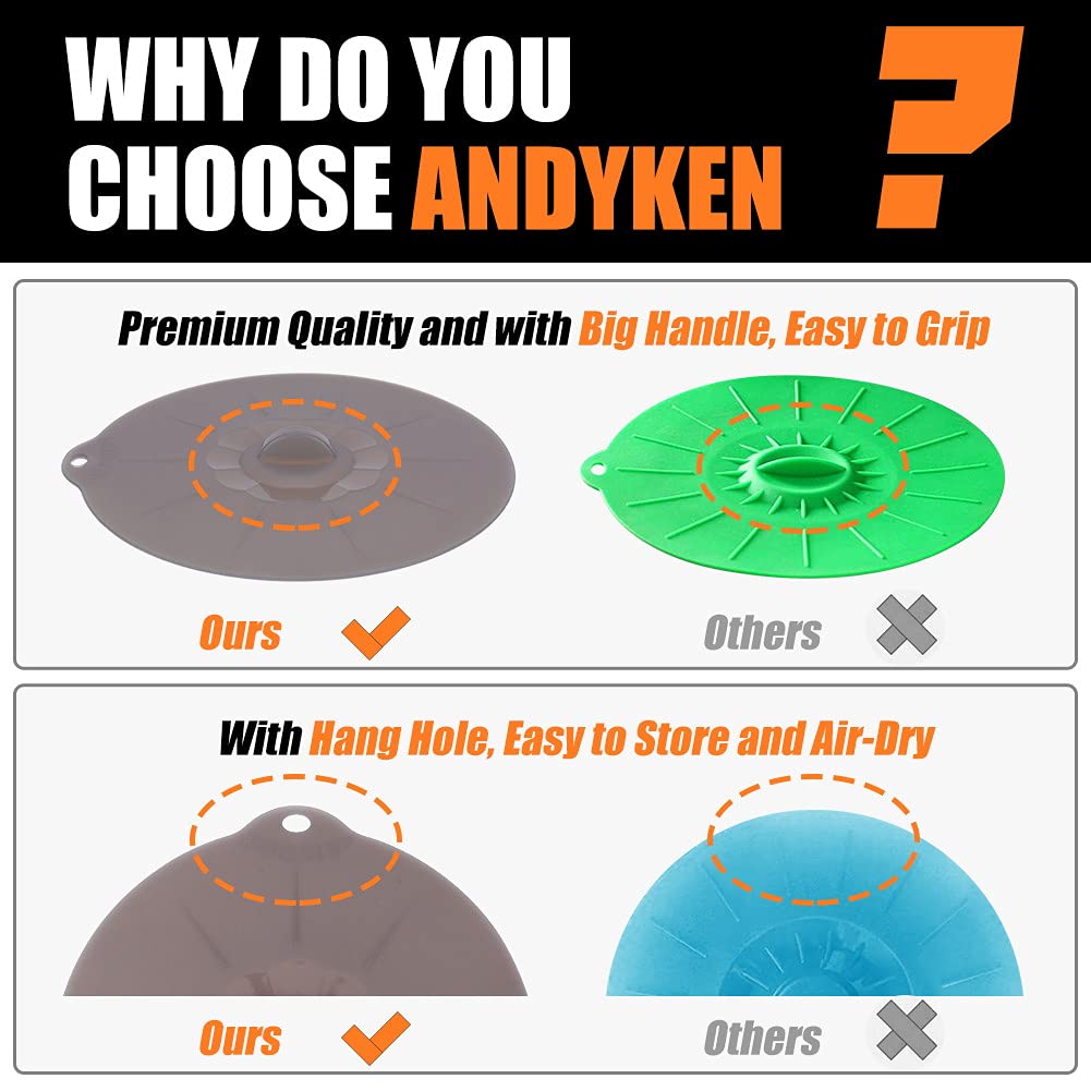 ANDYKEN silicone lid 6-inch securing a mixing bowl for fresh storage