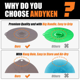 ANDYKEN silicone lid 6-inch securing a mixing bowl for fresh storage