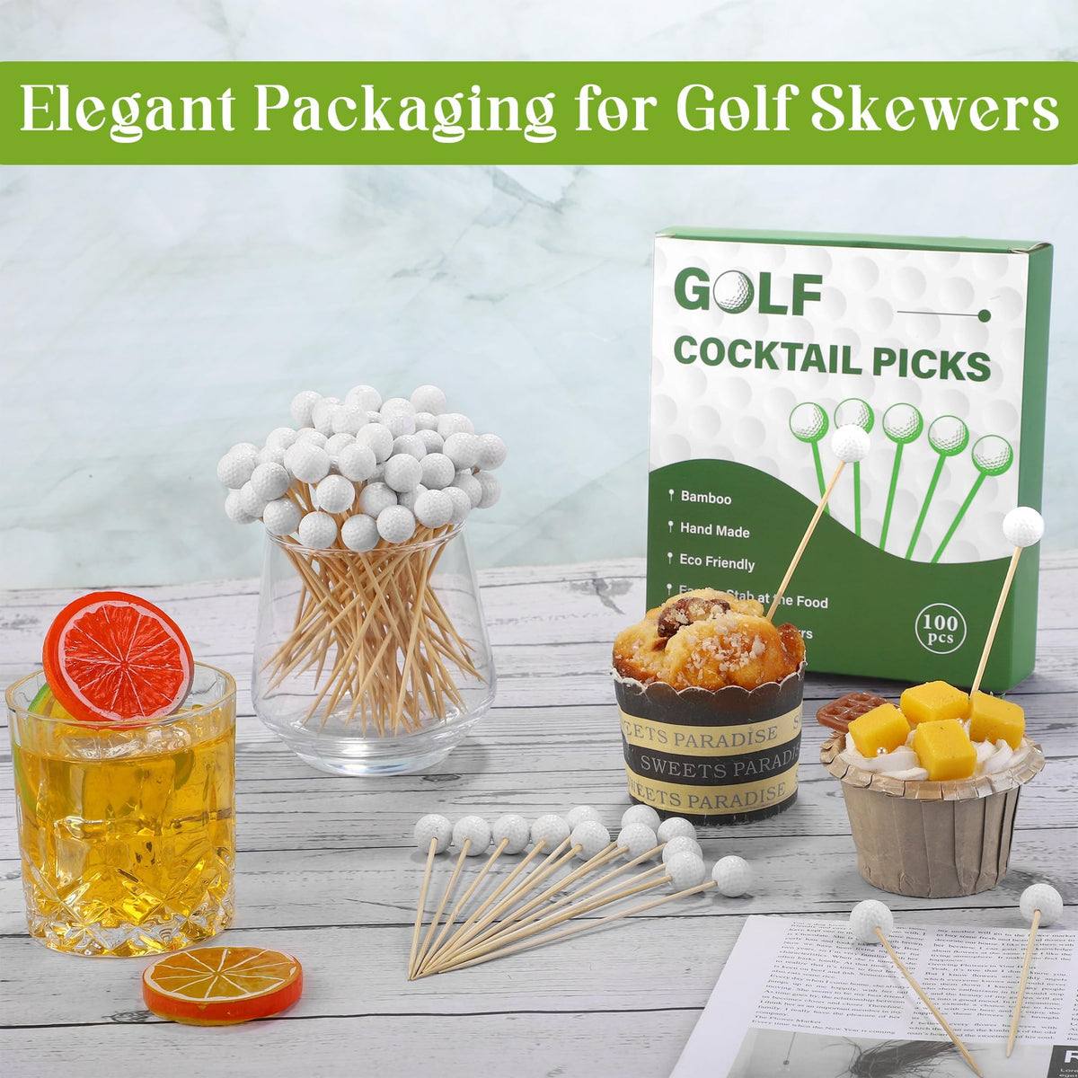 Aneco premium wooden skewers offer generous length for versatile foods.