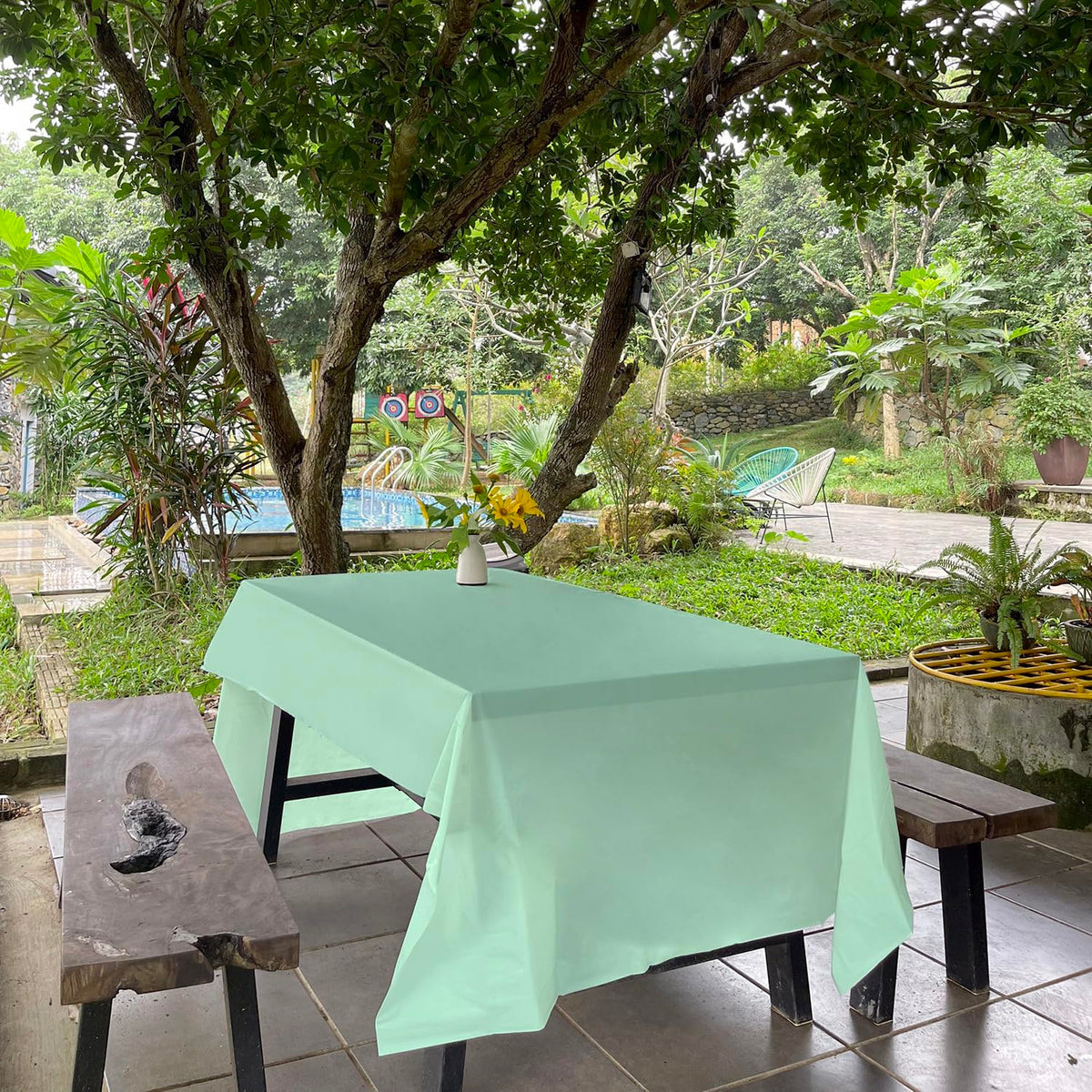 ANECO tablecloth waterproof and spill-resistant for outdoor events and messy meals.
