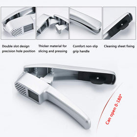 ANERONG garlic press 2-in-1 slicer image, even garlic slices for toppings.