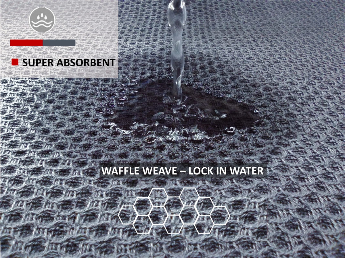 ANEWAY brown towel demonstrates large 13x28 inch size for drying dishes.