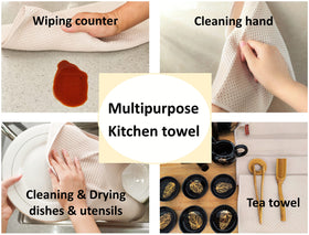 ANEWAY absorbent towel supports drying dishes and wiping counters.