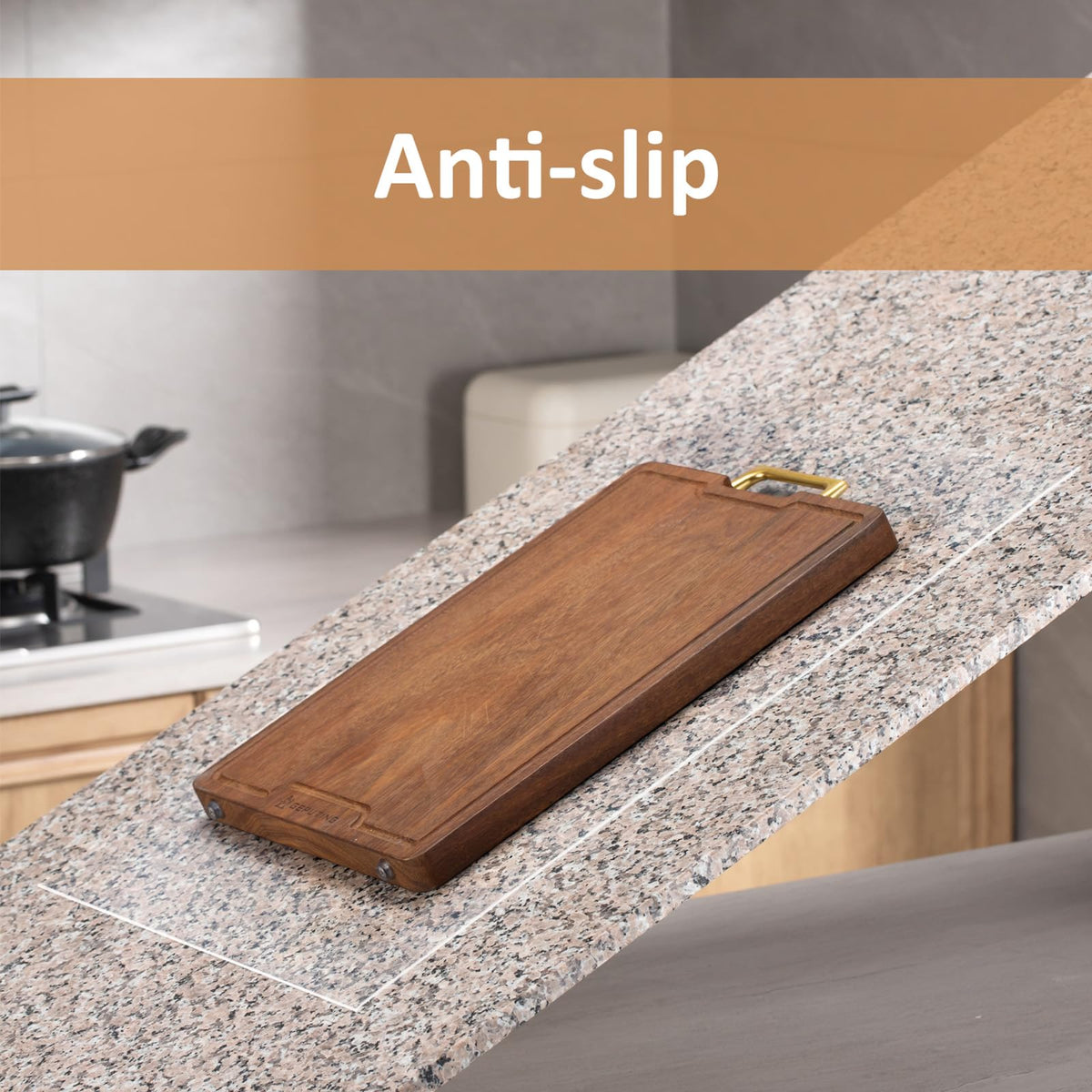 Angadona multipurpose mat used as table and desk protector near kitchen prep area.