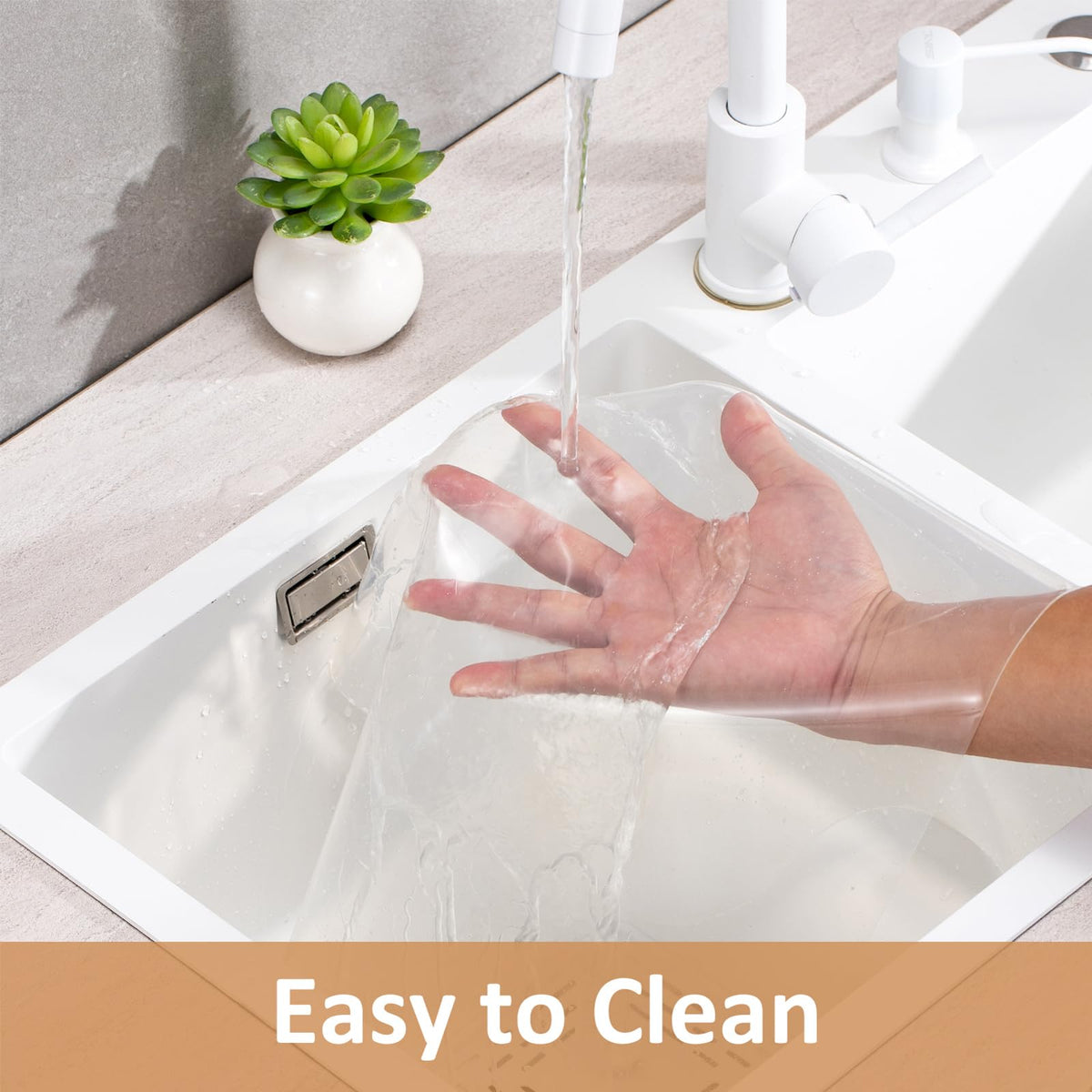 Angadona see-through mat keeps countertop patterns visible while guarding against stains.