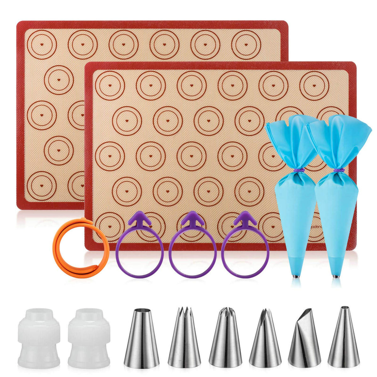 Angadona Macaron mats top view shows nonstick surface for easy release.