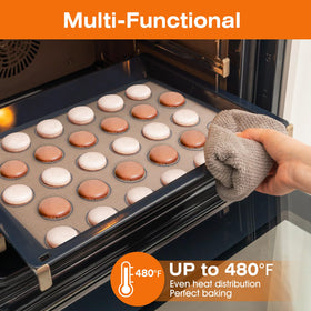 Angadona silicone baking mats are oven-safe from -40°F to 480°F for versatile baking.