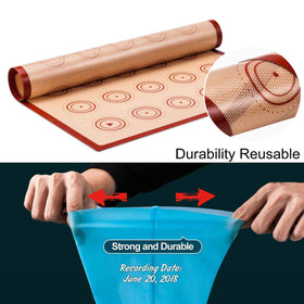 Angadona mat rolling surface supports nonstick dough preparation.
