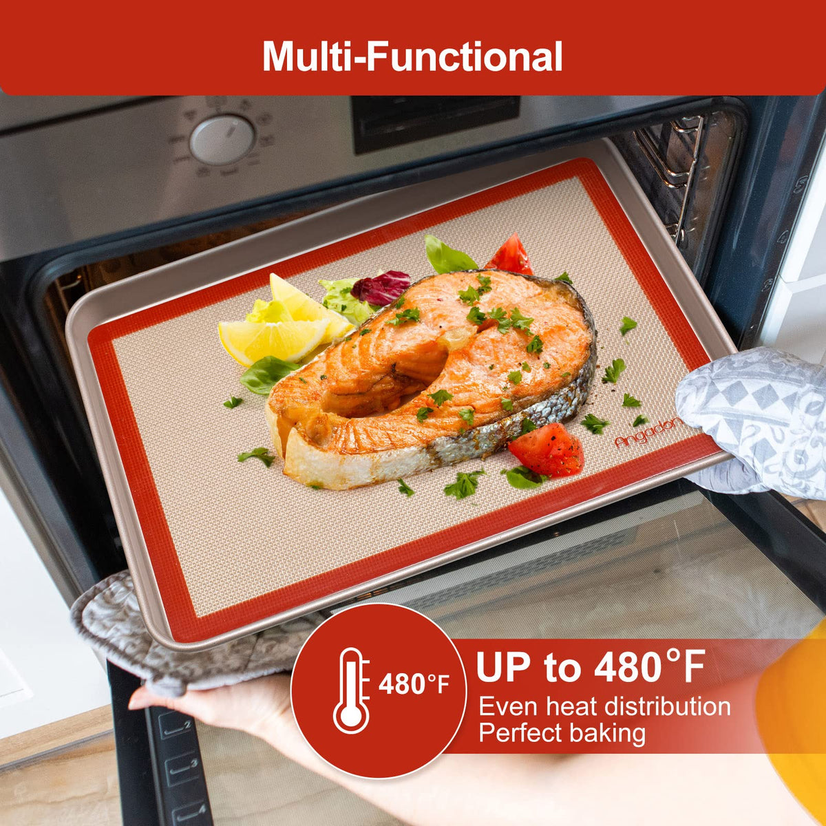 Angadona dishwasher-safe silicone baking mat on top rack for reuse