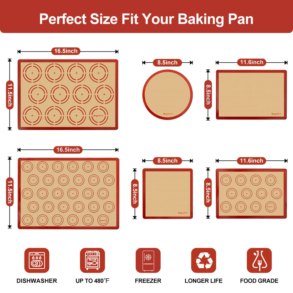 Angadona easy-clean silicone baking mat after use