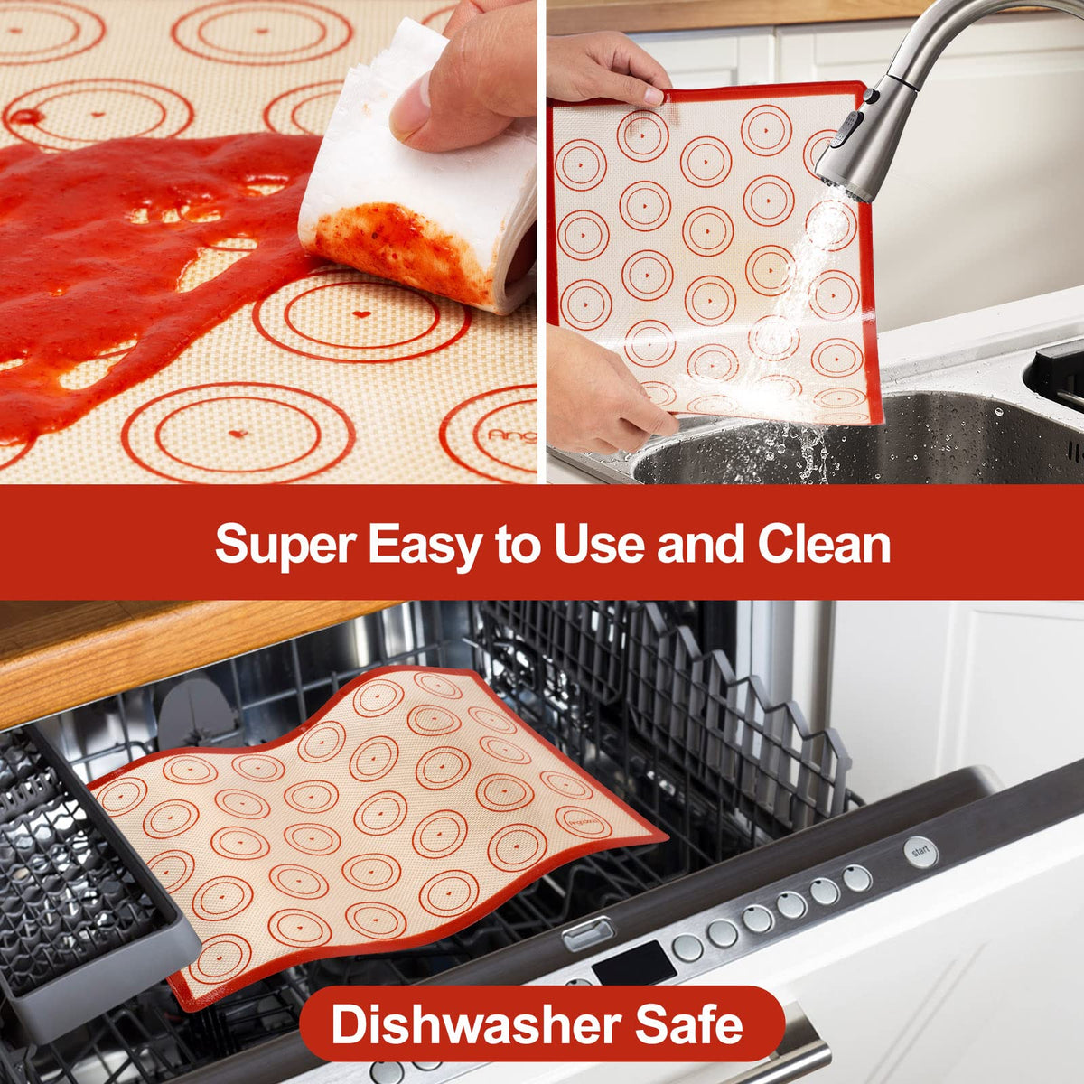 Angadona silicone baking mat quarter-sheet on compact pan for clean pastry work