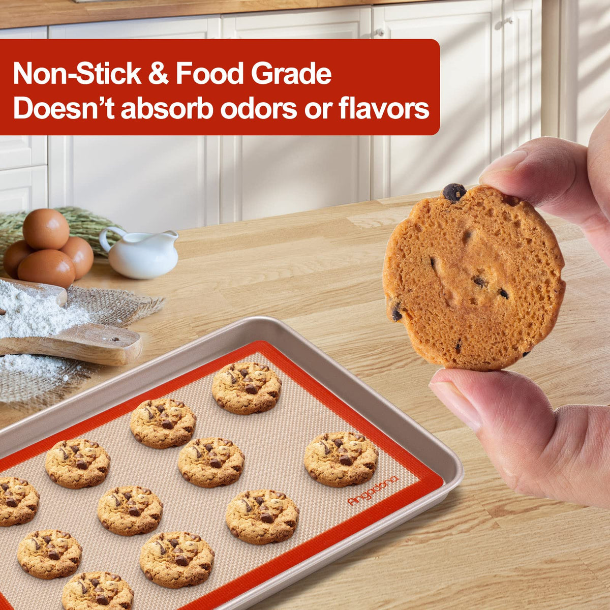 Angadona round 8.5-inch silicone mat ready for pizza or cake pans