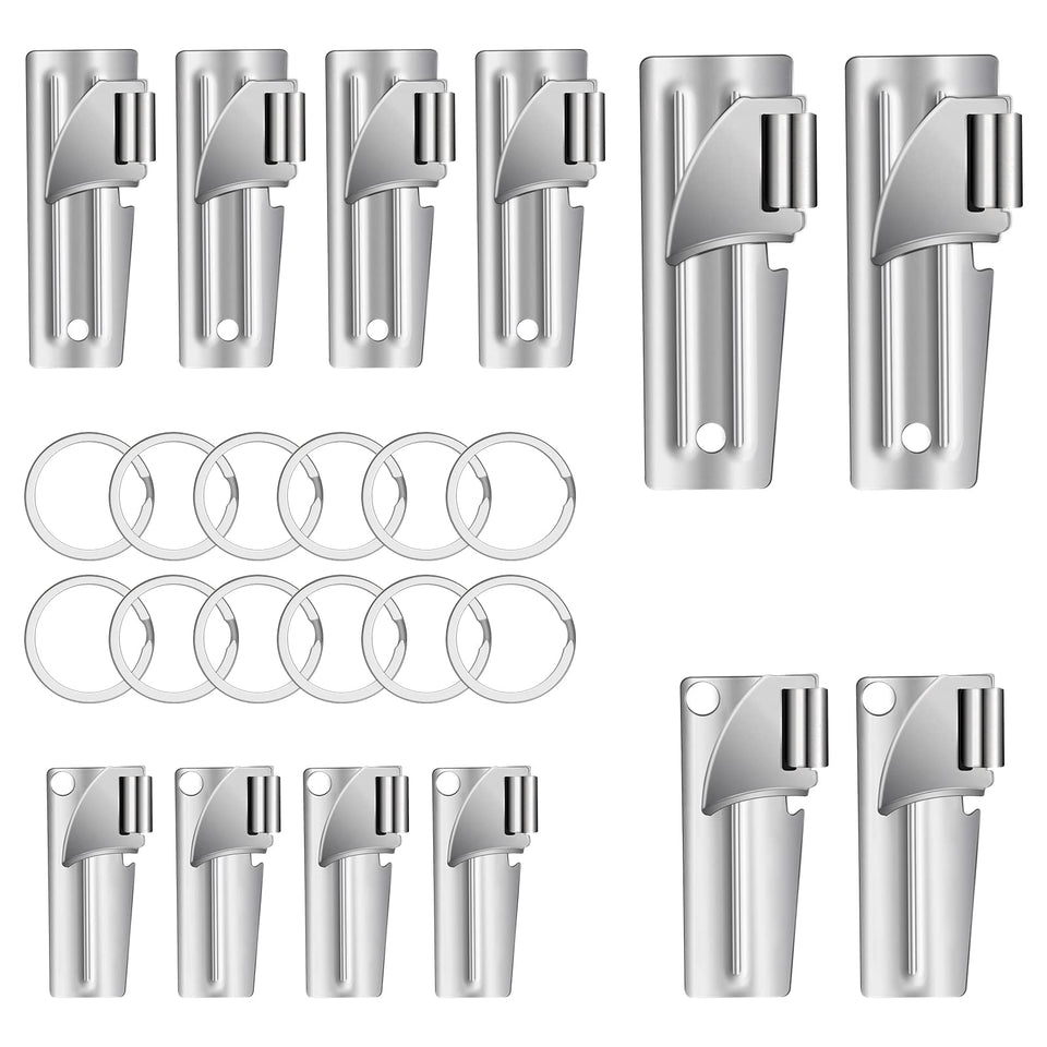 Anglecai 12-piece military can openers pack with key rings for quick outdoor meals