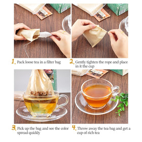 Angooni tea filter bags ideal for loose leaf tea and herbs.