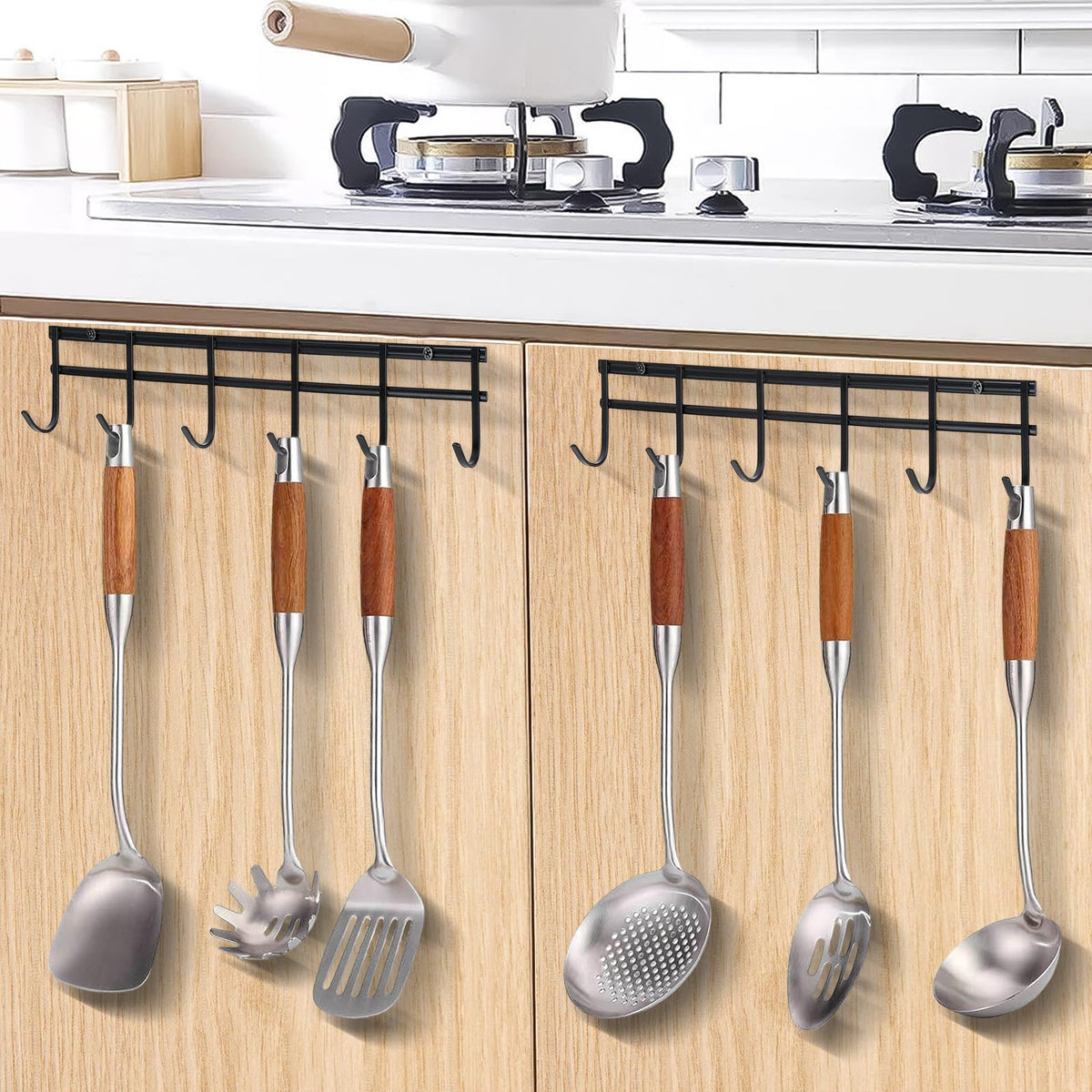 ANGOSUFI wall-mounted utensil rack installation kit included for quick setup