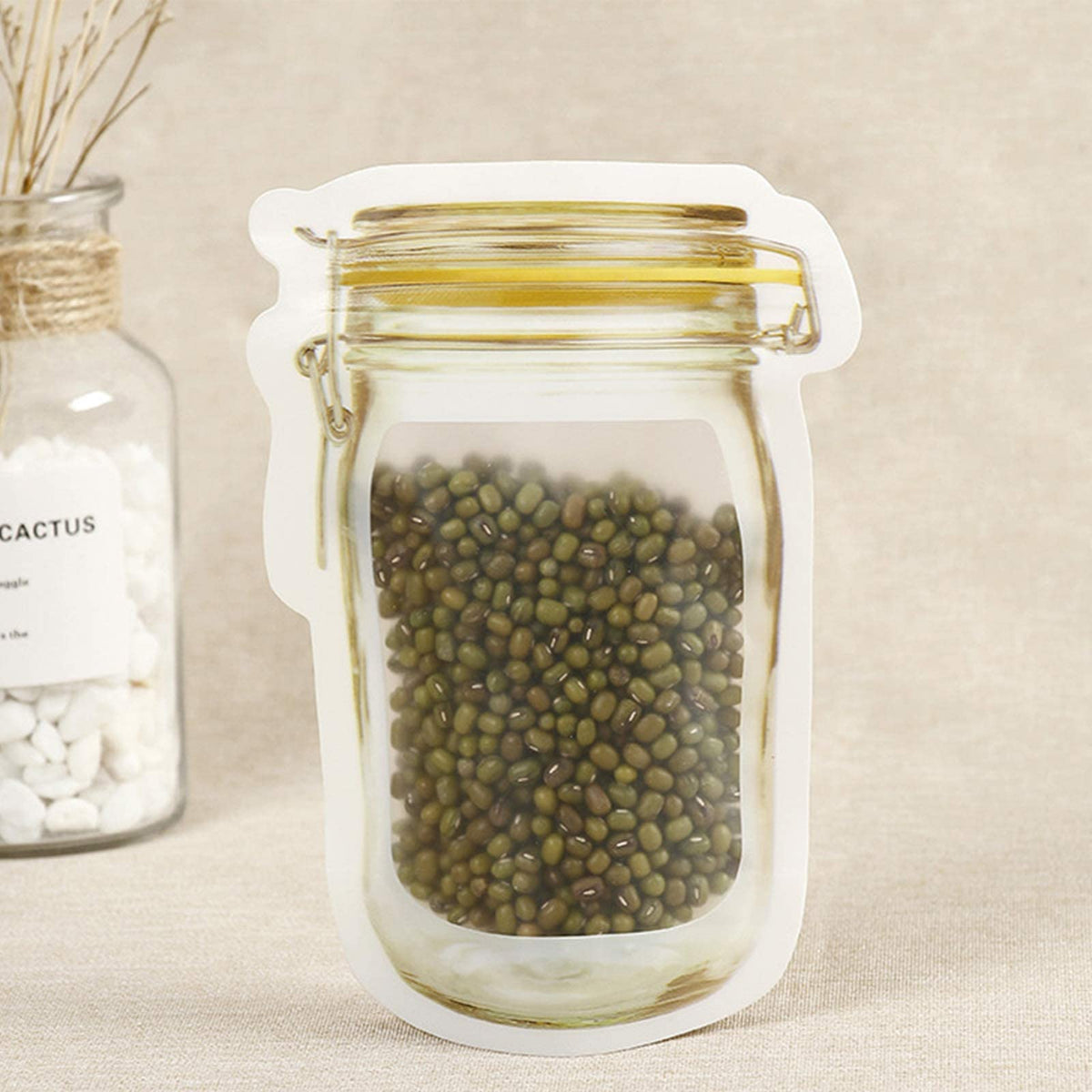 anGrace mason jar bags yellow standing upright for easy stacking