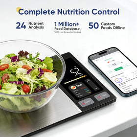 Angryicy smart food scale connects via Bluetooth to sync nutrition data with the app