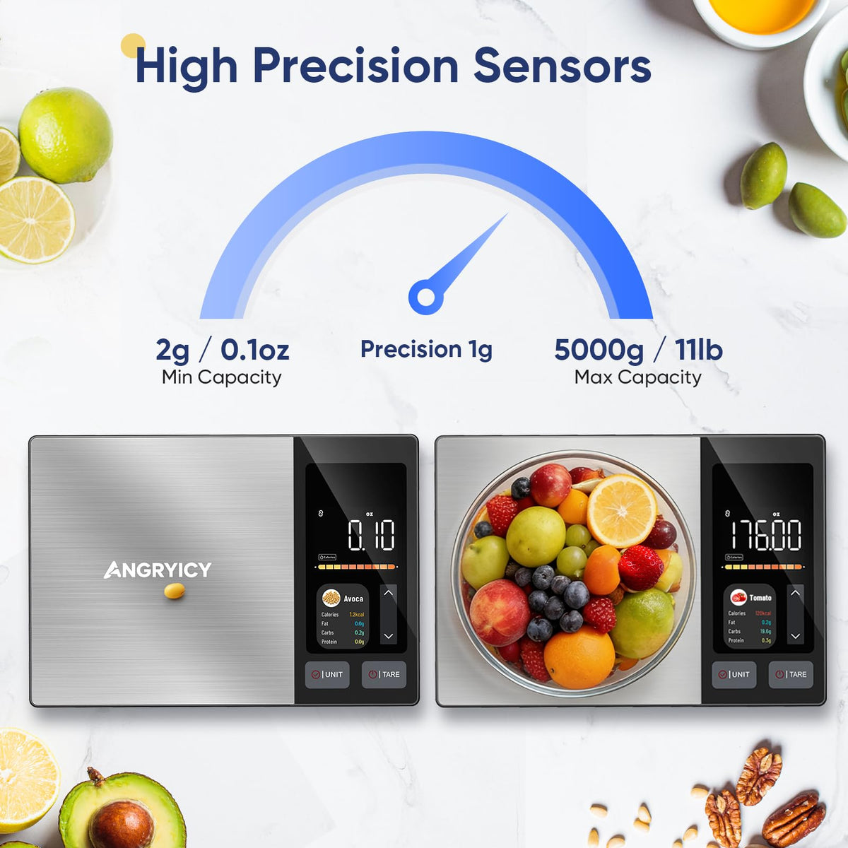 Angryicy scale weighs ingredients precisely from 2 g to 5000 g