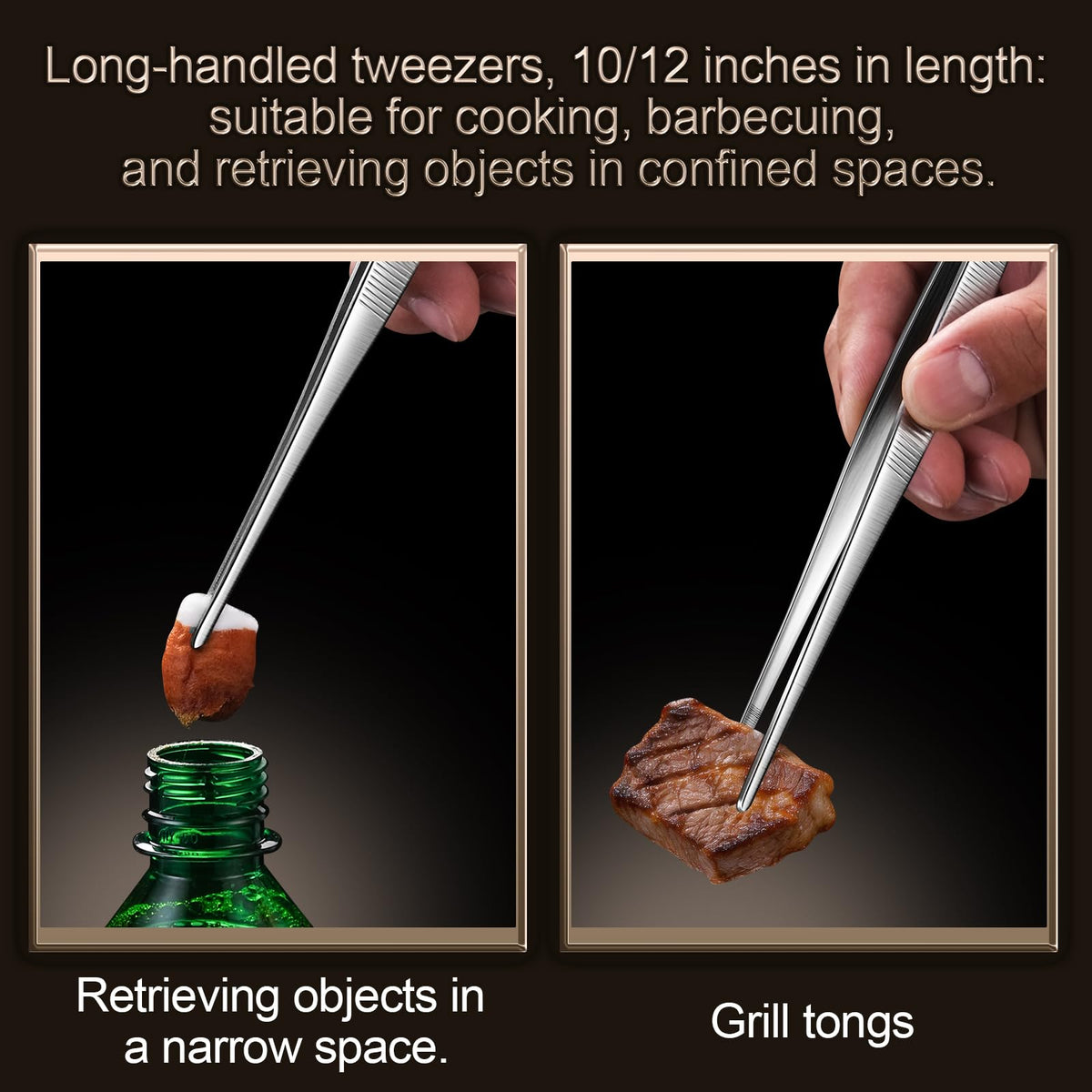Aniso 10/12-inch tweezers shown for versatile kitchen tasks