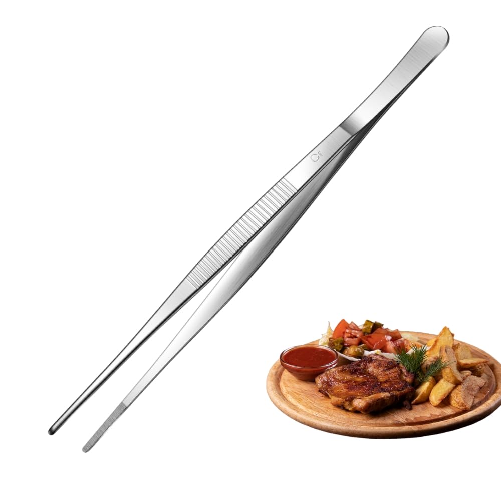 Aniso 12-inch tweezers close-up of serrated handle for stable handling