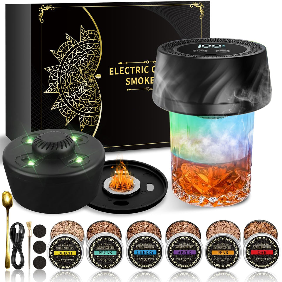 ANITEHI electric whiskey smoker kit on a glass for enhanced aroma in cocktails.